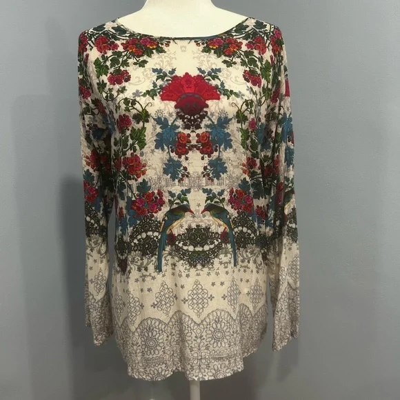 Johnny Was pullover top women’s size XS tropical birds summery vacation casual - Picture 2 of 16